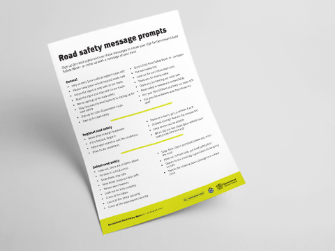 Road safety message prompts