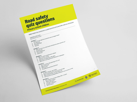 Queensland Road Safety Primary School Quiz - Answer Sheet