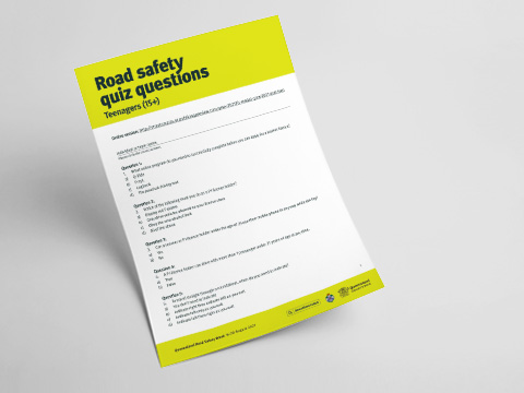 Queensland Road Safety Teenager Quiz - Answer Sheet