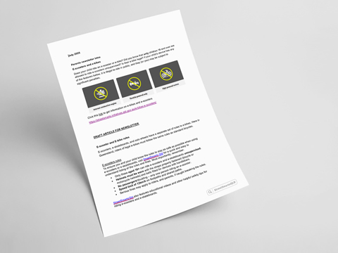 Thumbnail of E-scooters and E-bikes Article Template for School Newsletters