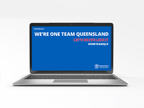 Thumbnail of Queensland Road Safety Week We're One Team Queensland teams background
