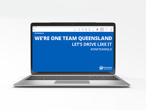 Thumbnail of Queensland Road Safety Week We're One Team Queensland teams background